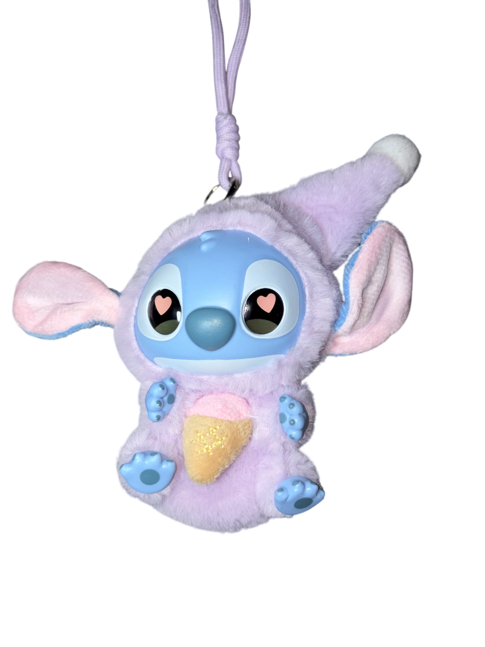 Stitch Kuscheltier hält bunte Eiswaffel, süßes Sommer Plüschtier