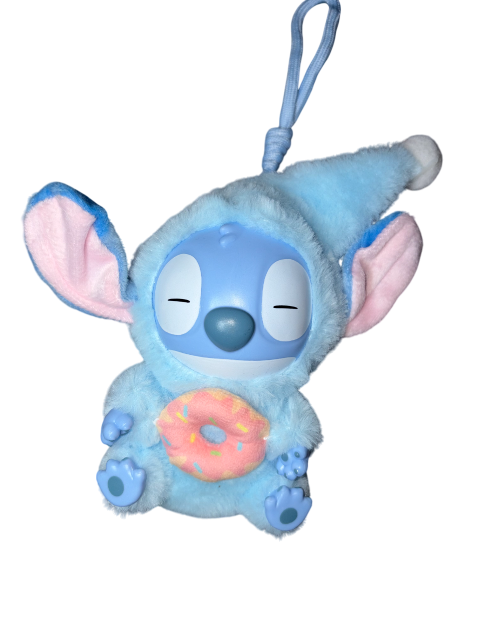 Stitch Kuscheltier hält glasierten Donut, süßes Stofftier Geschenk